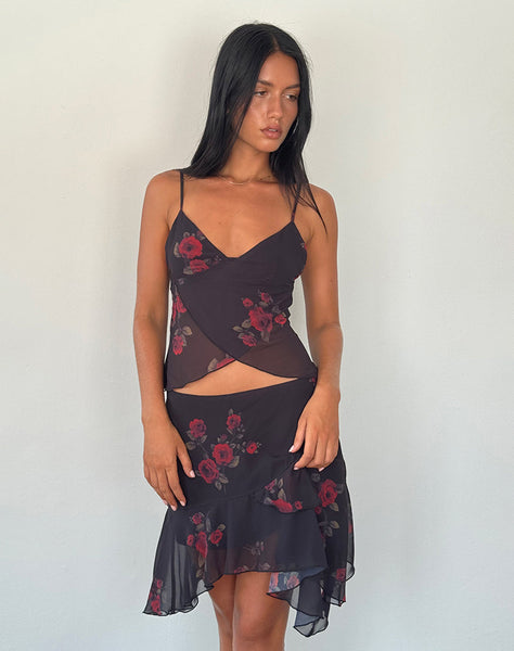 Image of Winona Mini Skirt in Vintage Roses Black