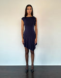 Image of Winslow Asymmetric Frill Mini Dress in Navy