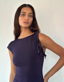 Image of Winslow Asymmetric Frill Mini Dress in Navy