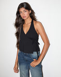 Image of Wisty Halter Neck Wrap Top in Jersey Black