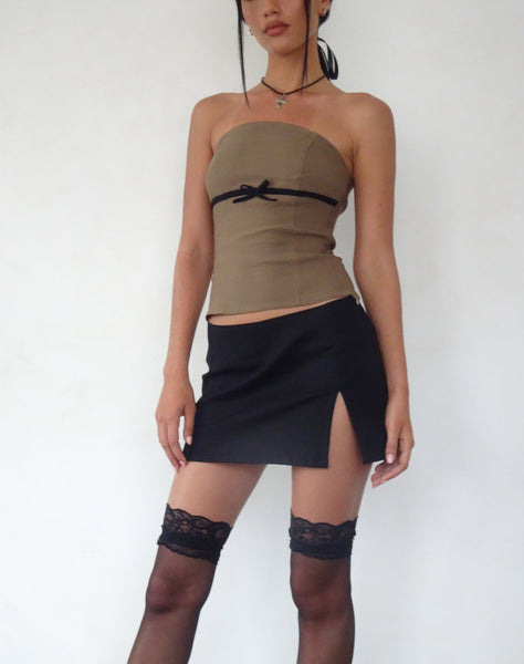 Image of Woyla Bandeau Top in Coco with Black Bow