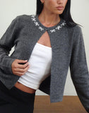 Image of Wunara Cardi in Grey with Ivory Bows