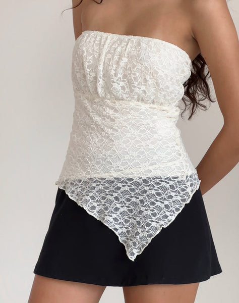 Image of Wuni Longline Bandeau Top in Lace Ivory