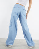 image of MOTEL X JACQUIE Xander Cargo Trouser in Cotton Drill Blue