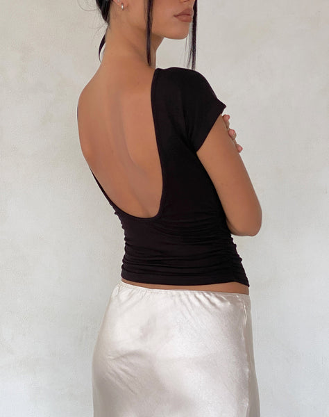 Image of Xareni Ruched Backless Top in Black