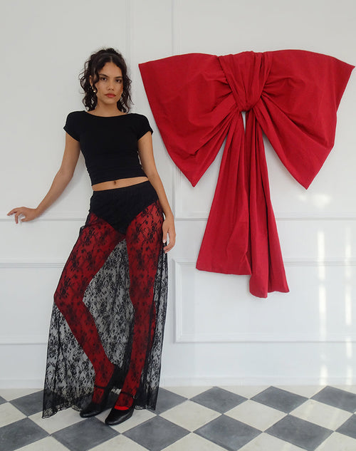 Image of Nevali Maxi Skirt in Black Wild Rose Lace