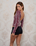 Image of Xarjo Backless Top in Clear Sequin Maroon