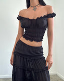 Image of Xavi Shirred Bardot Top in Chiffon Black