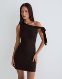 Image of Xeenia One Shoulder Mini Dress in Chocolate Brown