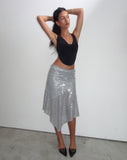 Image of Carita Midi Skirt in Sequin Knit Silver