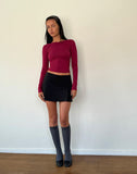 Image of Xiabon Backless Long Sleeve Top in Burgundy