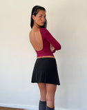 Image of Xiabon Backless Long Sleeve Top in Burgundy