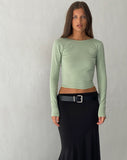 Image of Xiabon Backless Long Sleeve Top in Desert Sage