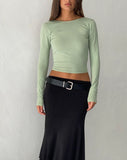 Image of Xiabon Backless Long Sleeve Top in Desert Sage