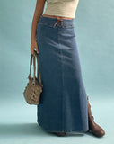 image of Lafille Denim Maxi Skirt in Blue Wash