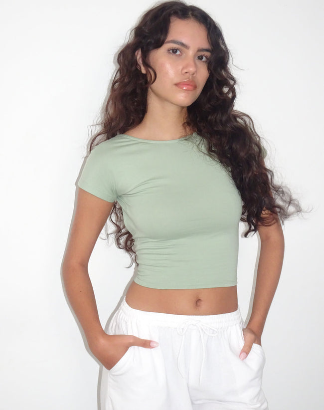 Image of Xiwang Crop Top in Desert Sage