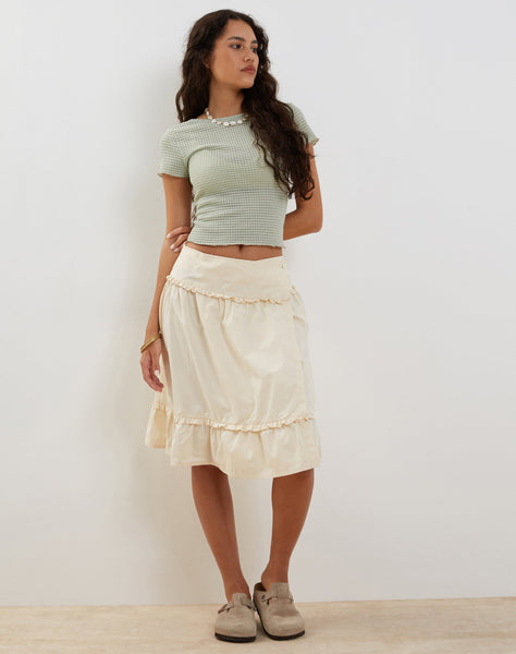 Image of Xiwang Crop Top in Sage Textured Crochet