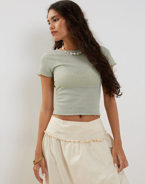 Image of Xiwang Crop Top in Sage Textured Crochet