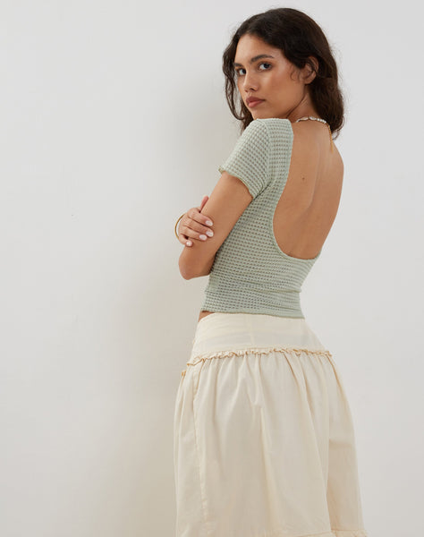 Image of Xiwang Crop Top in Sage Textured Crochet