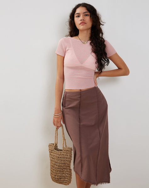 Image of Xiwang Crop Top in Salmon Textured Crochet