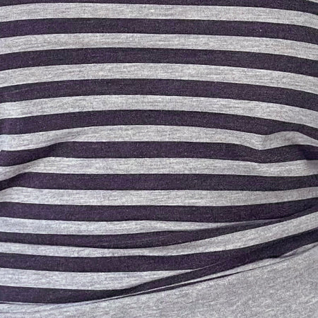Yacin Slouchy Top in Grey and Black Stripe