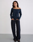 Image of Yacin Slouchy Top in Navy