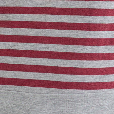 Yacin Slouchy Top in Grey and Burgundy Stripe