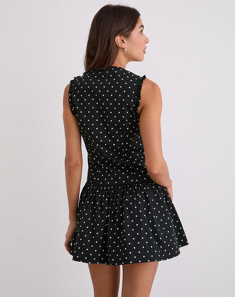 Image of Yadara Mini Dress in Polka Black