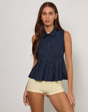 Image of Yaden Pleat Polo Shirt in Poplin Dark Navy