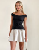 image of Yael Mini Dress in Lycra Linen Black and Ecru