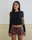 Image of Yakko Lace Up Hotpants in PU Plum