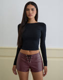 Image of Yakko Lace Up Hotpants in PU Plum