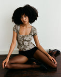 Image of Yakova Blouse in Woven Floral Green