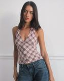 Image of Yakti Halter Top in Pink Check