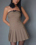 Image of Yalua Bandeau Mini Dress in Coco with Black Bow