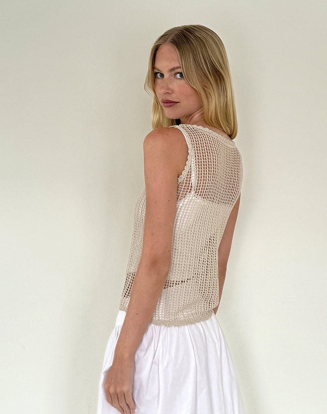 Image of Yamile Vest in Open Weave Knit Oat