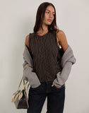 Image of Yarala Blouse in Mono Pinstripe Chocolate