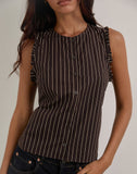 Image of Yarala Blouse in Mono Pinstripe Chocolate