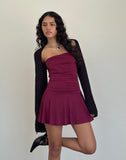 Image of Yasmin Bandeau Mini Slinky Dress in Burgundy