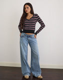 Image of Yasra Jumper in Stripe Knit Black Burgundy