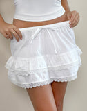 Image of Yasu Ruffle Hem Mini Skirt in Poplin White