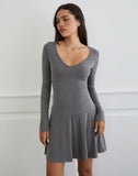 Image of Yauri Long Sleeve Mini Dress in Cupro Grey