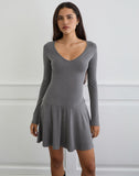 Image of Yauri Long Sleeve Mini Dress in Cupro Grey