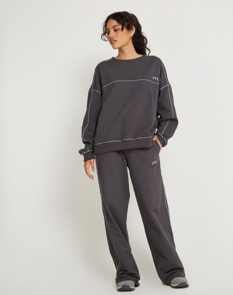 image of Benton Wide Leg Jogger in Beluga Grey