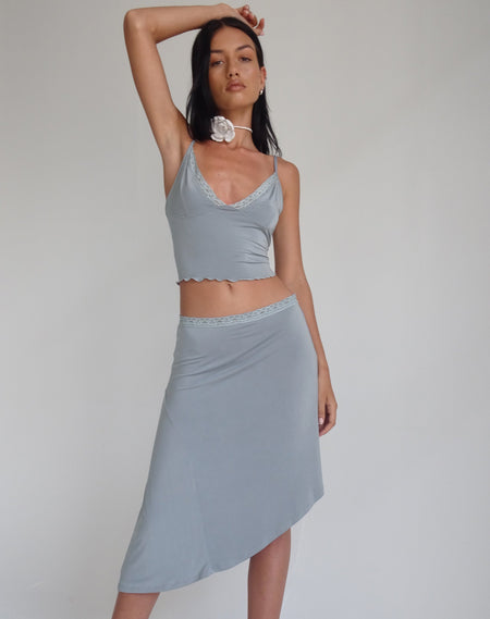 Piyeto Midi Skirt in Satin Rose Silver Grey