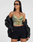 image of Yenika Cami Top in Mesh Cheetah Green