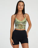 image of Yenika Cami Top in Mesh Cheetah Green