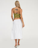 image of Yenika Cami Top in Moss Green Custard Daisy Embro