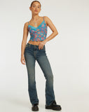 image of Yenika Crop Top in Contrast Floral Blue