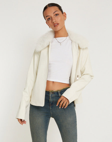 Enid Jacket in PU Ivory